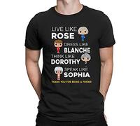 Golden Girls - Live Like Rose, Love Like Blanche Vintage 80s Comedy Tee Round Neck Unisex Tops Men's 100% Cotton Short-Sleeve T-Shirts XXXL