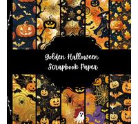 Golden Halloween Scrapbook Paper, Spooky Junk Journal Paper, Creepy Decorative Paper, DIY Projects, Origami, Collage Sheets, Decoupage Paper, 10 Designs, Double Sided