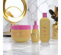 Golden Honey - Set di 3 pezzi con estratto di miele, shampoo di riparazione (400 ml), olio nutriente per capelli (30 ml) e peeling per il corpo, set regalo per capelli e corpo