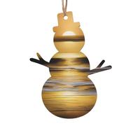 Golden Horizon - Ciondolo in legno a forma di pupazzo di neve, 4 pezzi, per albero, parete e porta, stile vintage