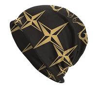 Golden Horses And Stars Beanie Cappello Chemio Cappello Cancro Copric Cappelli Lavorati A Maglia Largo Sciarpa Slouchy cap per Adulti Donne Uomini