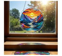 Golden Hour Peaks - Acchiappasole in acrilico da appendere alla finestra, puzzle fai da te da 18 cm, acchiappasole per adulti, stampa UV su entrambi i lati, decorazione da giardino unica e regalo di