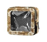 Golden Japanese Vintage Flowers Clear Makeup Organizer Bag Toiletry Bag Cosmetic Organizer Case per Volare