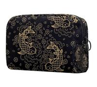 Golden Koi Carp Fish Cosmetic Bag per donne, beauty case da viaggio grande borsa organizer con cerniera, Multi, 18.5x7.5x13cm/7.3x3x5.1in, Beauty case