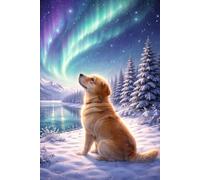 Golden Labrador Journal Under the Northern Lights: 120 Lined Pages