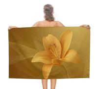 Golden Lily - Telo mare in microfibra senza sabbia, grande, multiuso, assorbente, per bagno e piscina, 130 x 80 cm