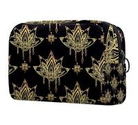 Golden Lotus Mandalas Trousse per cosmetici da donna, trousse da viaggio per articoli da toeletta grandi, pratica borsa organizer con cerniera, Multi, 18.5x7.5x13cm/7.3x3x5.1in, Beauty case