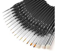 Golden Maple Dry Brush - Set di 18 pennelli per pittura in miniatura, set di pennelli per pittura a microdettagli, dettagli fini per acrilici, acquerelli, cittadella, figura e 40 K