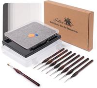 Golden Maple Pallet bagnati per dipingere miniature, tavolozza Stay Wet per kit di pittura acrilica con 9 pennelli in miniatura, 50 fogli di carta per pallet, 2 spugne, 1 portaspazzole, 1 vassoio per
