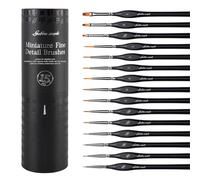 Golden Maple Pennelli in miniatura, 15 pezzi, set di pennelli per micro dettagli, dettagli fini per acrilici, oli, acquerelli e pittura per numero, statuette (nero)