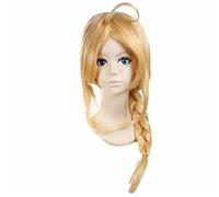 Golden Medium Braid Straight Styled Synthetic Wig Fullmetal Alchemist Edward Elric Cosplay Full Wigs+ Wig Cap