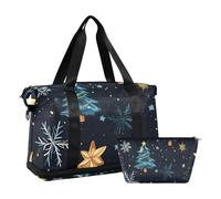Golden Merry Christmas Tree Workout Bag da viaggio con cinghia regolabile per trekking pieghevole, color oro, albero di Natale allegro, taglia unica, Albero di Natale allegro d'oro, 1 size