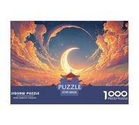 Golden Moon with Crescent 1000 Pezzi Carta Premium Puzzle dreamlike Night Sky Meditativo Jigsaw Regalo Per Bambini 38x26cm/1000pcs