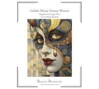 Golden Mosaic Fantasy Woman Cross Stitch Pattern: Regular and Large Print Cross Stitch Pattern