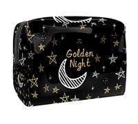 Golden Night - Trousse per cosmetici, da donna, con motivo a stelle, grande, in PVC, con cerniera, Multi, 18.5x7.5x13cm/7.3x3x5.1in, Beauty case