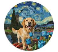 Golden Retriever 1000 Pezzi Di Puzzle Rotondo Classico Cute Pet Dog Jigsaw Regali Difficile E Impossibile Per Famiglia 1000pcs (67.5x67.5cm)