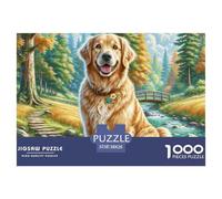 Golden Retriever 1000 Pieces Jigsaw Puzzles For Adults Challenging Game Stress Relieving Entertainment Exercise The Memory of The Brain for Men, Women, Elders, Seniors 38x26cm/1000pcs