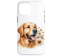 Golden Retriever Acquerello Sorridente Amante Cane Art Beige Custodia per iPhone 16 Pro Max