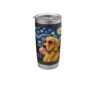 Golden Retriever Art Dog che soffia gomma da masticare rosa Bicchiere termico in acciaio inox doppia parete