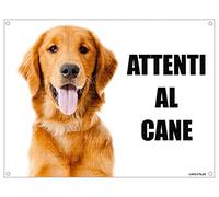 GOLDEN RETRIEVER attenti al cane mod 2 TARGA cartello IN METALLO (15X20)