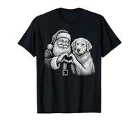 Golden Retriever Babbo Natale a Forma di Cuore per Amanti dei Cani di Natale Maglietta