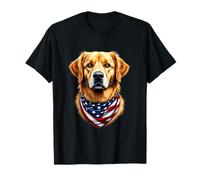 Golden Retriever Bandiera USA 4 luglio Golden Retriever amante Maglietta