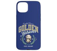 Golden Retriever Bianco Pelo Chiaro Paninaro Preppy Classico Custodia per iPhone 15 Plus