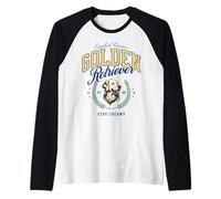 Golden Retriever Bianco Pelo Chiaro Paninaro Preppy Classico Maglia con Maniche Raglan