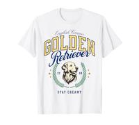 Golden Retriever Bianco Pelo Chiaro Paninaro Preppy Classico Maglietta