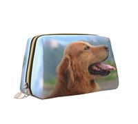 Golden Retriever Borsa per il trucco con stampa di cane Borsa da toilette versatile portatile Borsa cosmetica di grande capacità per le donne, bianco, Taglia unica, Beauty case