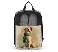 Golden Retriever - Borsa porta scarpe da golf con cappello di Babbo Natale, per viaggi e uso quotidiano, anti-polvere, colore: rosso