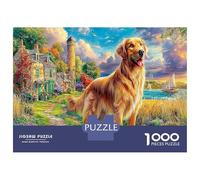 Golden Retriever by Lake Jigsaw Puzzle 1000 Pezzi Classici Per Adulti E Bambini ≥14 Anni Giochi Del Cervello Pet Painting Sfida Impossibile Decorazione Casa Difficile Alta Qualità 52x38cm/1000pcs