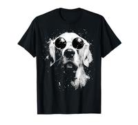 Golden Retriever Cane Indossare Shades Splash Art Grunge Maglietta
