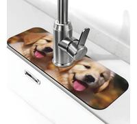 Golden Retriever cani cuccioli animali domestici Rubinetto Tappetino per lavello da cucina Splash Guard 14,9 cm × 38,1 cm Diatomite Tappetino ad asciugatura rapida Vassoio per lavello Super assorbente