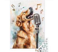 Golden Retriever che Canta Puzzle per Adulti Puzzle 1000 Pezzi Carta Gioco di Puzzle 1000 Pezzi Tema Musicale Relax Arredo Regalo 70x50cm/1000pcs