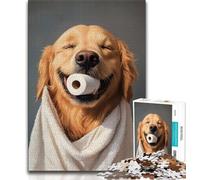 Golden Retriever che gioca con la carta igienica, puzzle da 1000 pezzi per adolescenti, giocattoli, giochi educativi antistress, adatti per la decorazione della scrivania (38x26cm)