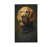 Golden Retriever che indossa un collo a tartaruga bandiere per la casa da cortile, 0,9 x 1,5 m, striscione di auguri con occhielli per interni ed esterni, decorazioni per la casa