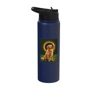 Golden Retriever che ulula alla luna Eclissi solare totale Stainless Steel Insulated Water Bottle