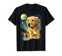 Golden Retriever Che Ulula alla Luna Meme Divertente Cane degli Anni '90 Maglietta