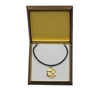 Golden Retriever - collana rivestita in oro in una scatola, Art Dog IT