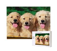 Golden Retriever con faccia sorridente cane personalizzato,Puzzle in legno da 500 pezzi, gioco di famiglia, puzzle per adulti e adolescenti, decorazioni per la casa