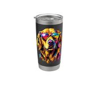 Golden Retriever con Occhiali da Sole Amo i Cani Bicchiere termico in acciaio inox doppia parete