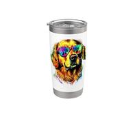 Golden Retriever con Occhiali da Sole Amo i Cani Bicchiere termico in acciaio inox doppia parete