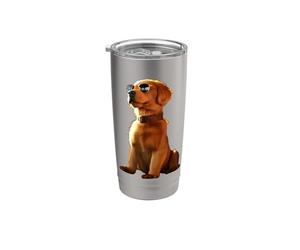 Golden Retriever con Occhiali da Sole Amo i Cani Bicchiere termico in acciaio inox doppia parete