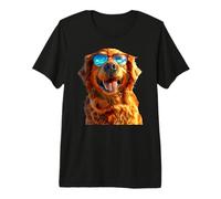 Golden Retriever con Occhiali da Sole Amo i Cani Maglietta Premium