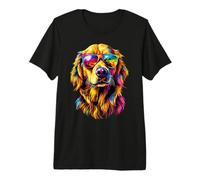 Golden Retriever con Occhiali da Sole Amo i Cani Maglietta Premium