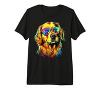 Golden Retriever con Occhiali da Sole Amo i Cani Maglietta Premium