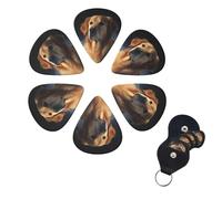 Golden Retriever - Confezione da 6 plettri per chitarra in celluloide di 3 diversi spessori, con supporto per plettro, per chitarra acustica, chitarra elettrica, basso, ukulele