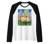 Golden Retriever Cuccioli Carino Starry Night Dog Lover Art Aja Maglia con Maniche Raglan