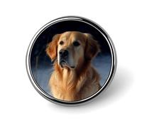 Golden Retriever Distintivo rotondo personalizzato in metallo spilla da bavero adatta per abbigliamento borse cappello spilla stampata umoristica distintivo decorazioni per feste accessori per uomini